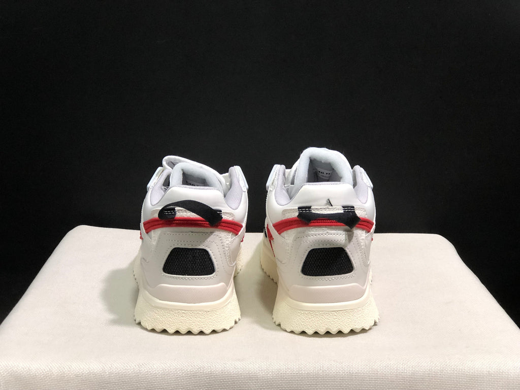 Off-White White and Red Low-Top Sneakers