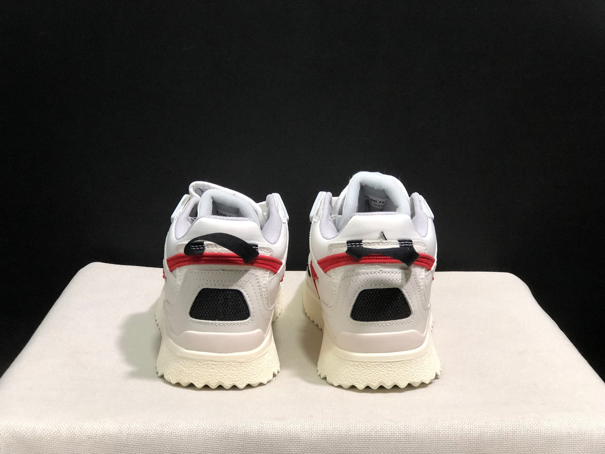 Off-White White and Red Low-Top Sneakers