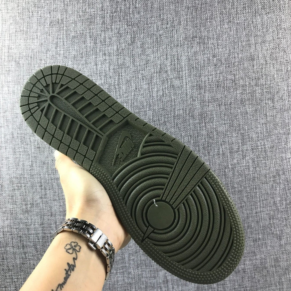 Jordan 1 Mid Sneakers in Black and Olive Green