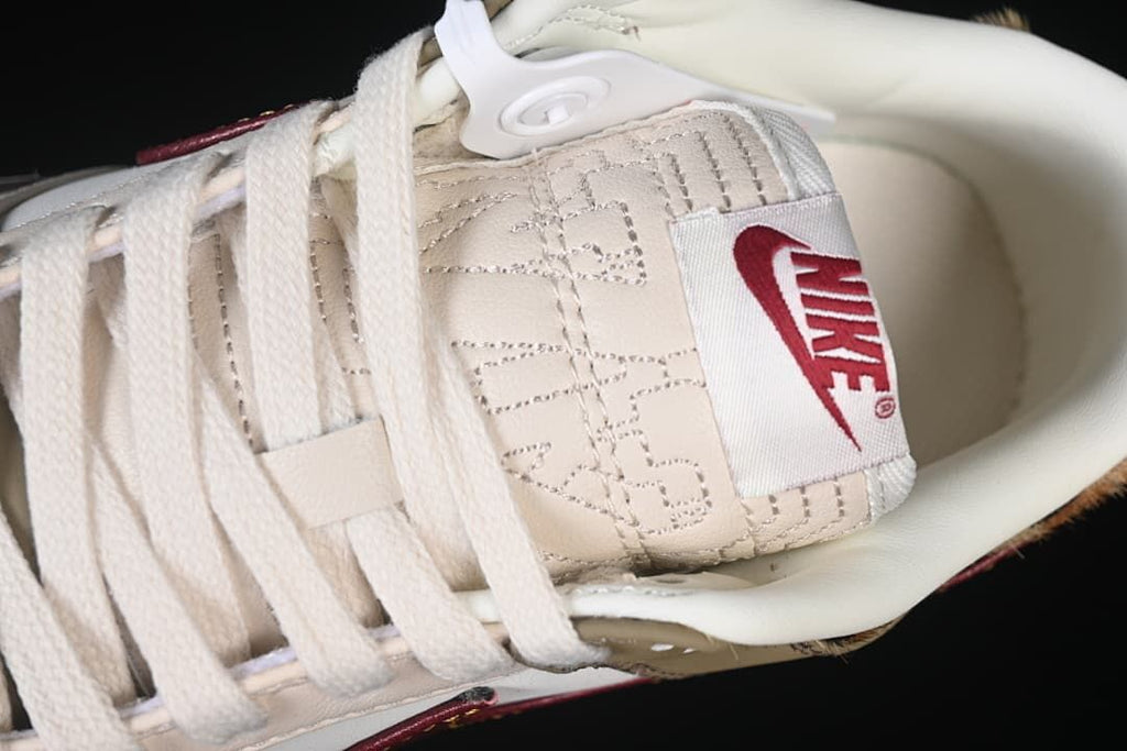 Nike Dunk Low Sneakers in Sail, Olive and Burgundy