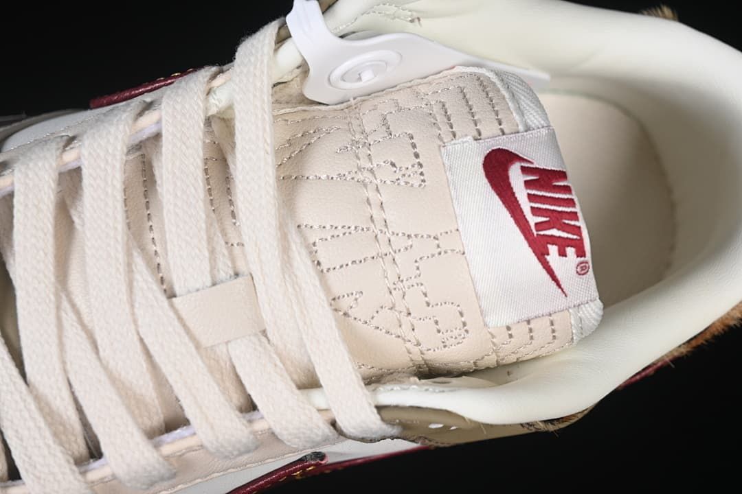 Nike Dunk Low Sneakers in Sail, Olive and Burgundy
