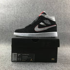 Air Jordan 1 Mid Black, White & Red Sneakers 554724-060