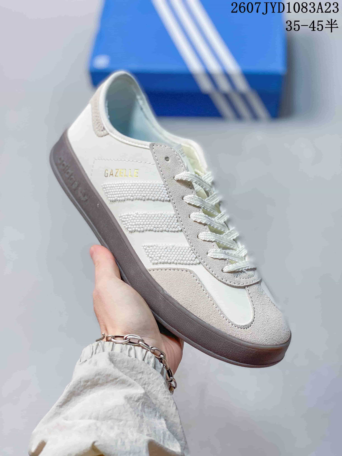 Adidas Gazelle Sneakers White and Gray Casual Shoes