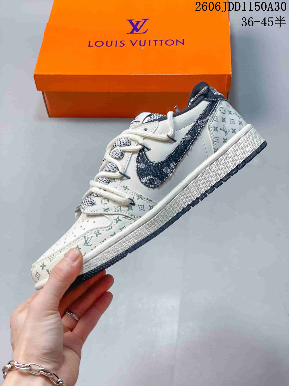 Jordan 1 Low OG SP White Denim Monogram Sneakers