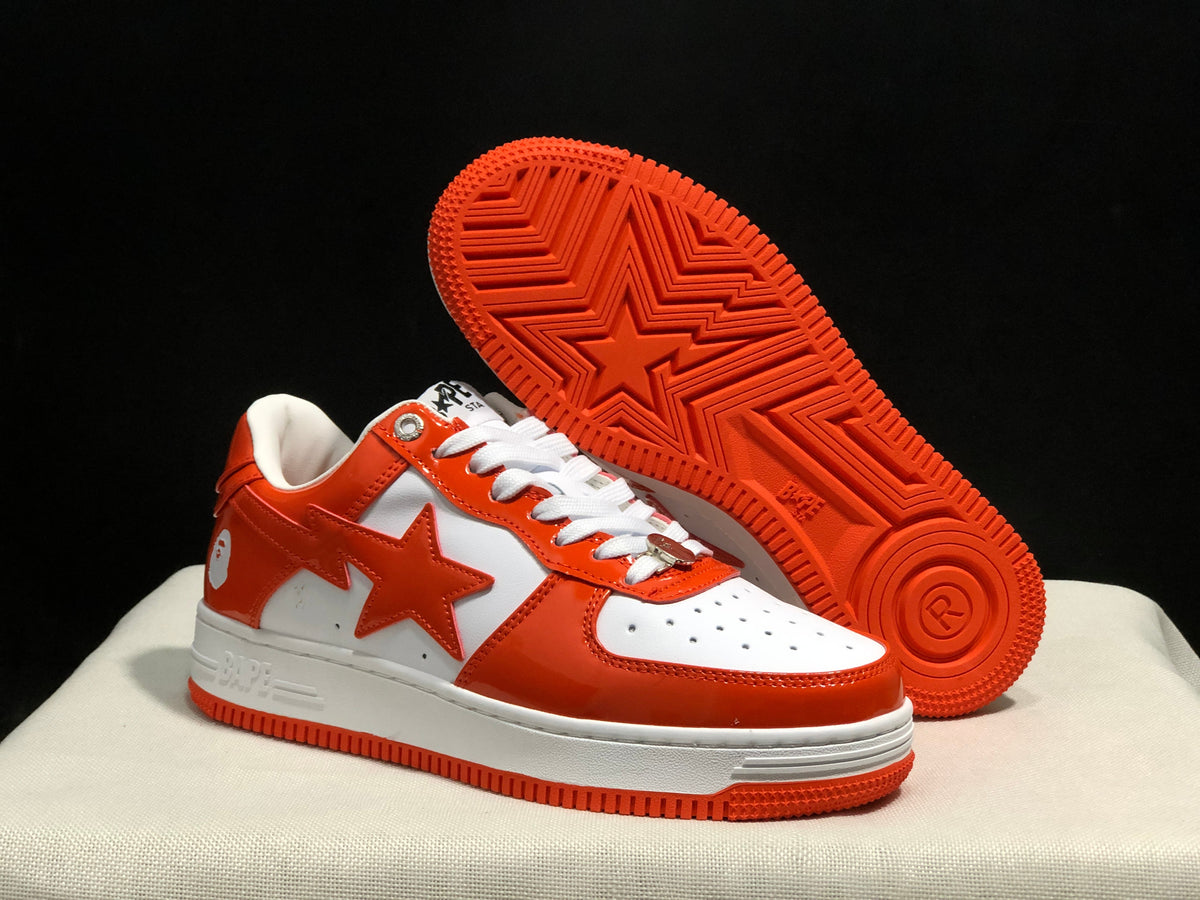 BAPE Sta Low-Top Sneakers White and Orange