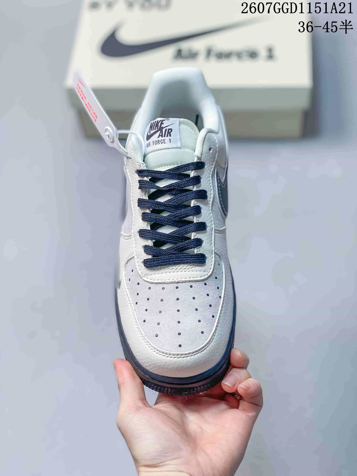 Nike Air Force 1 Low White and Navy Sneakers 2607GGD1151A21