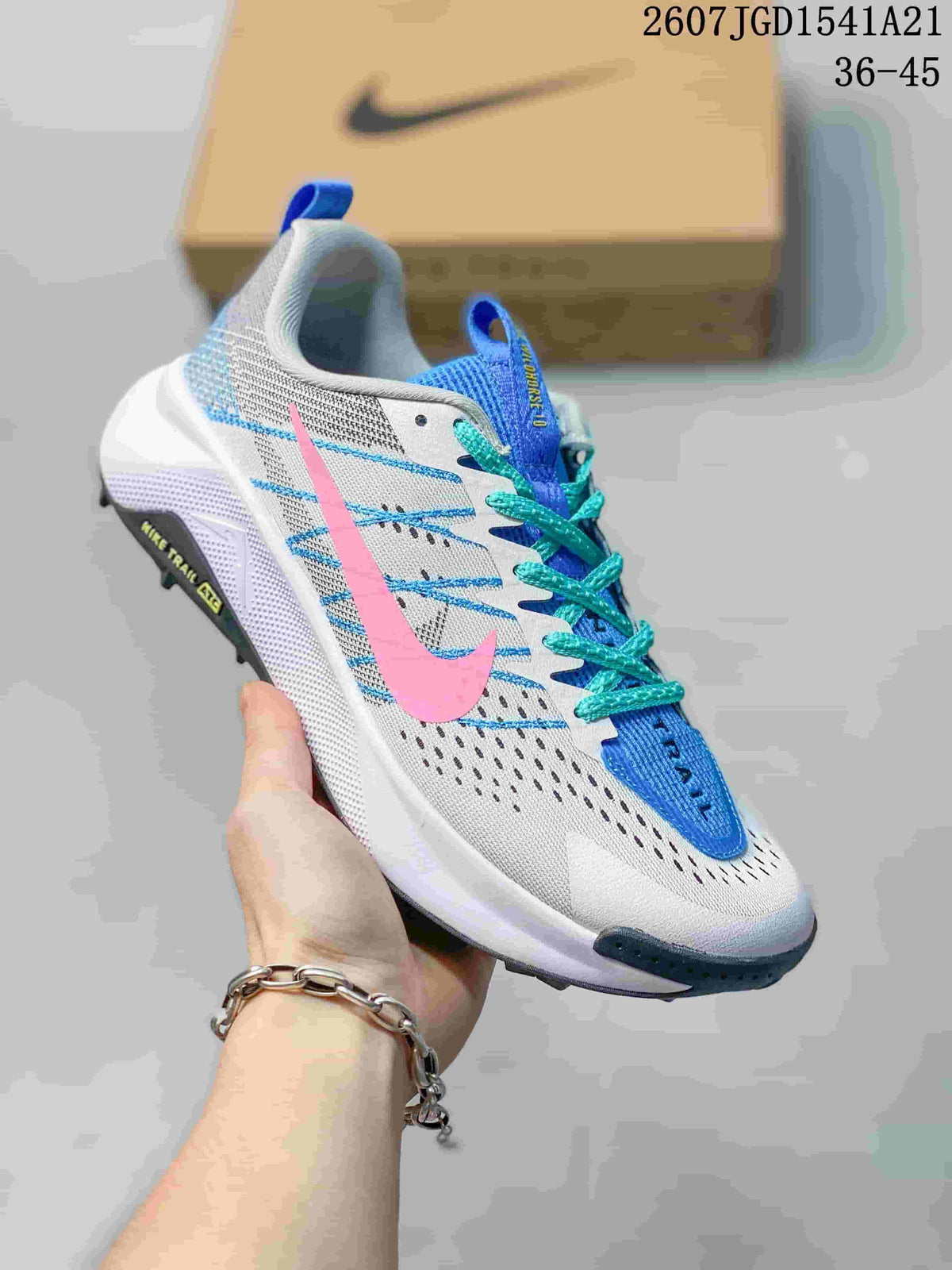 Nike ReactX Wildhorse 10 Trail Shoes White Blue Pink