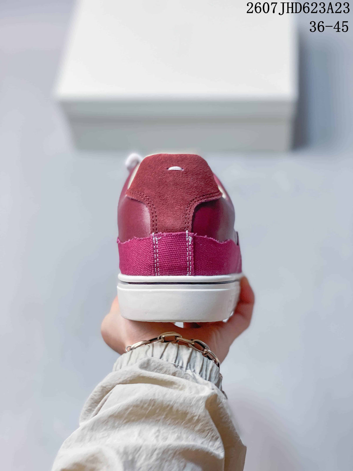 Maison Martin Margiela Burgundy Canvas and Leather Sneakers 2607JHD623A23