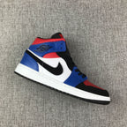 Air Jordan 1 Mid Blue Red Black White Sneakers