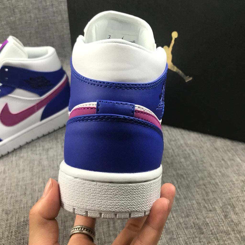 Air Jordan 1 Mid Sneakers Blue Pink 554724-451
