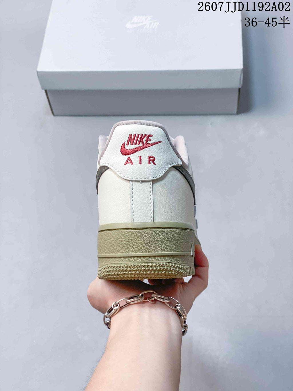 Nike Air Force 1 ’07 Low Sneakers in White and Olive