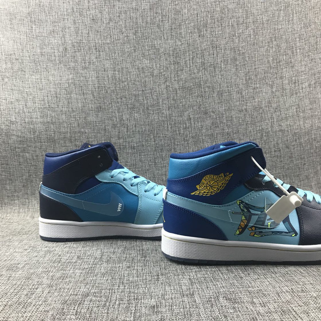 Air Jordan 1 Mid Sneakers Blue Cyan BV7446-400