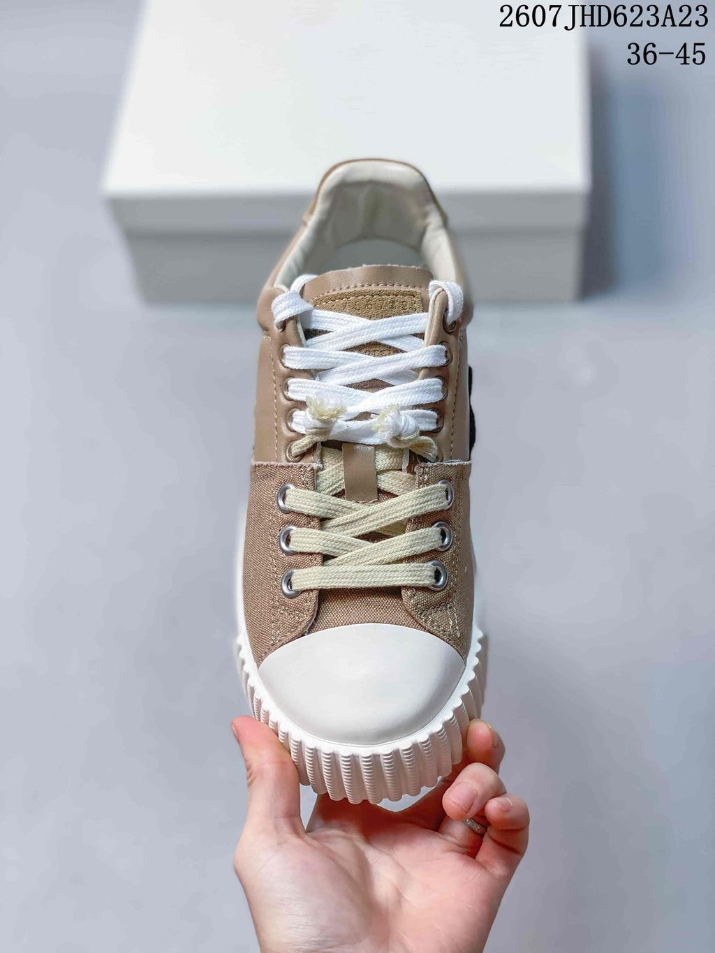 Maison Martin Margiela Canvas Leather Sneakers Taupe 2607JHD623A23