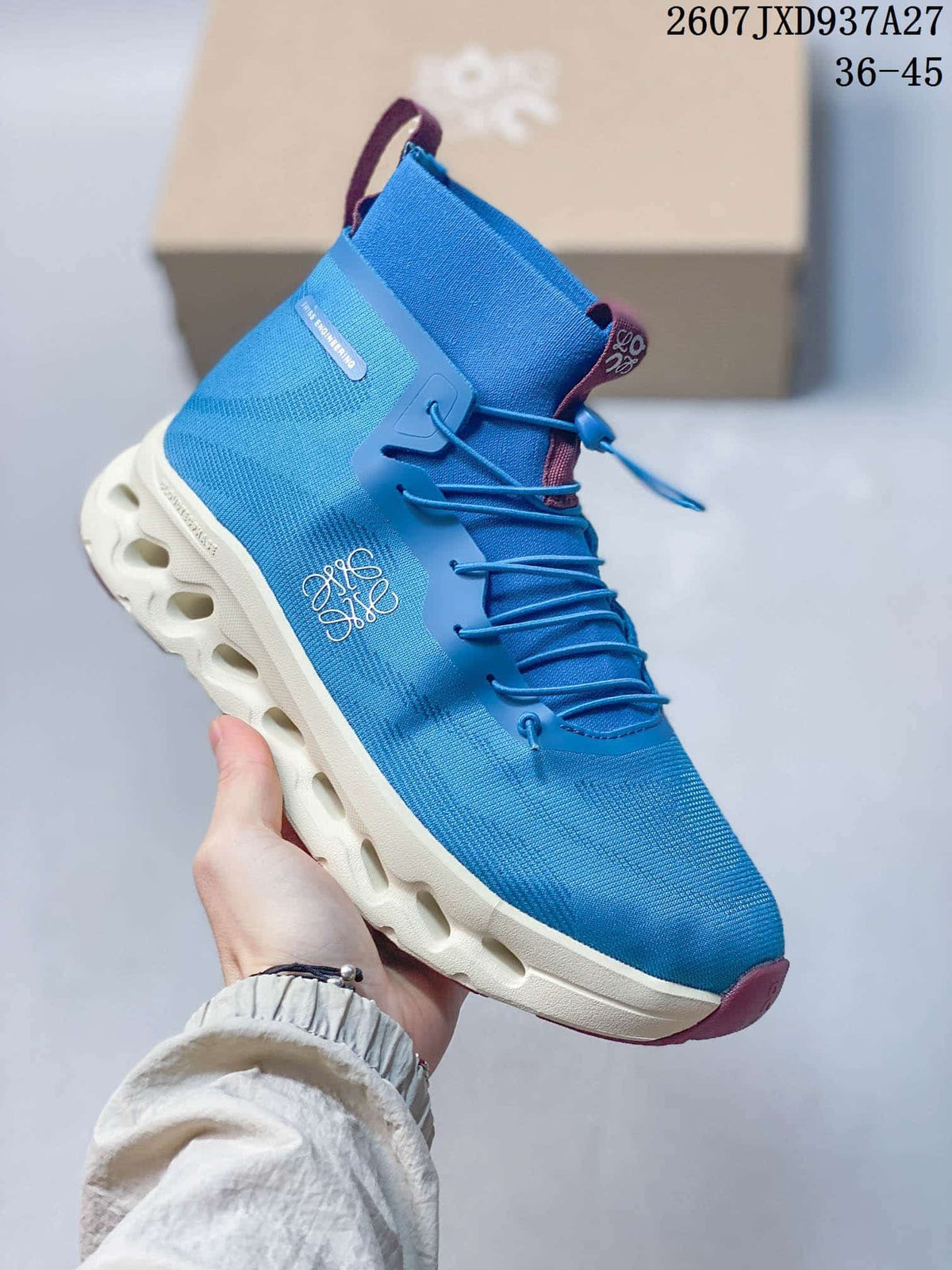 LOEWE x On Cloudtilt High-Top Sneakers Blue Burgundy