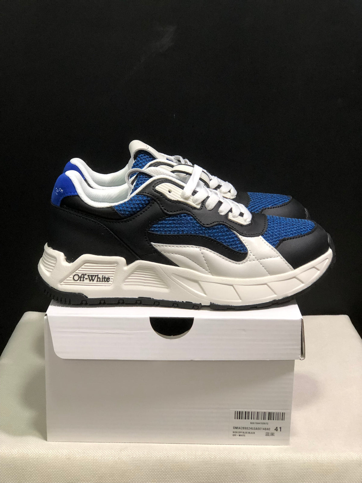 Off-White Leather Low-Top Sneakers Black Blue White EU 36-45