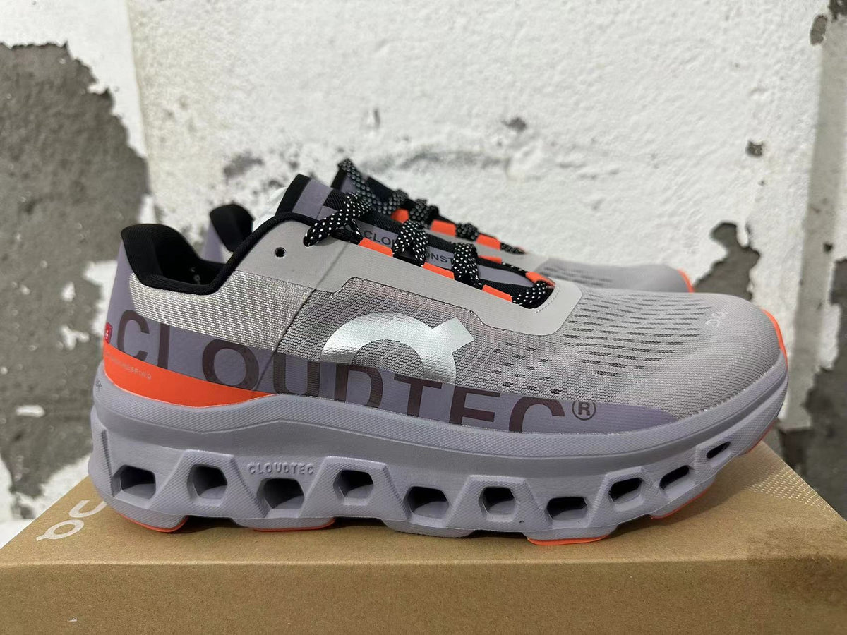 On Cloudtec Running Shoes Cement Gray and Orange