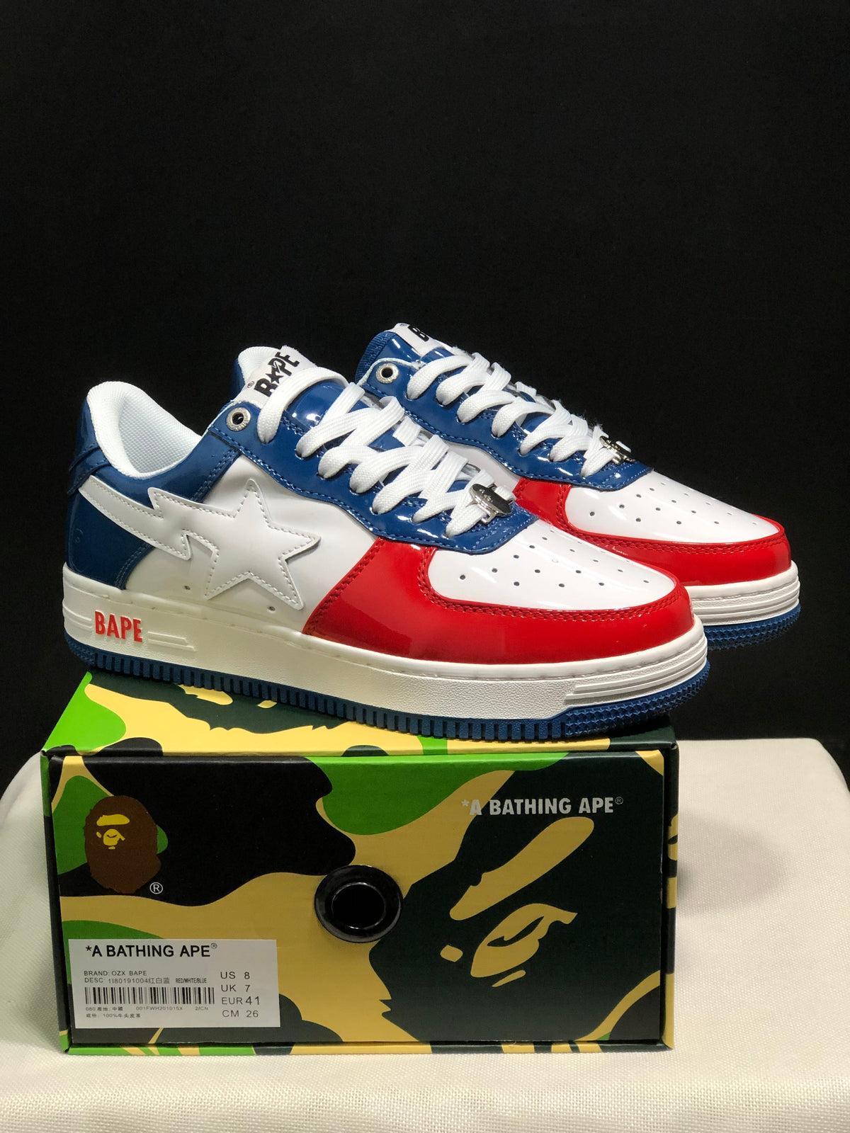 Bape Sta Low-Top Sneakers White Blue Red