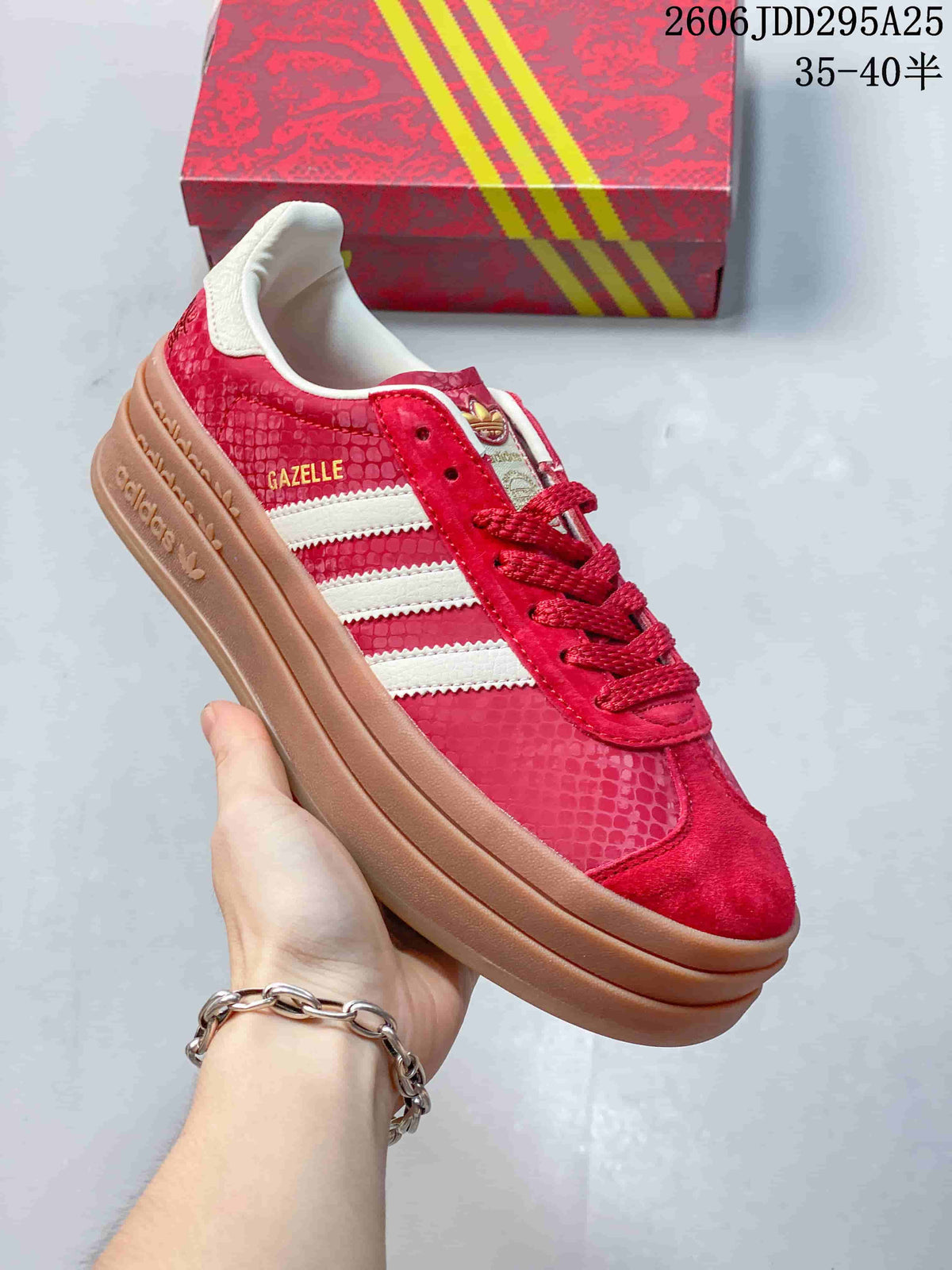 Adidas Gazelle Platform Sneakers Red and White