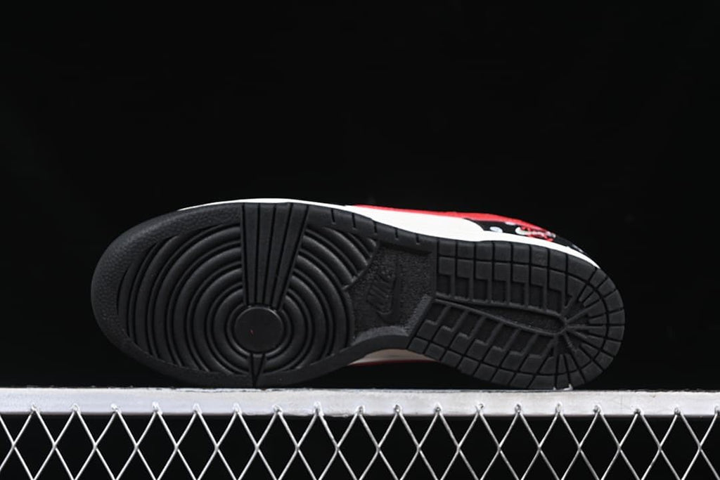 Nike SB Dunk Low Sneakers Black White Red Paisley