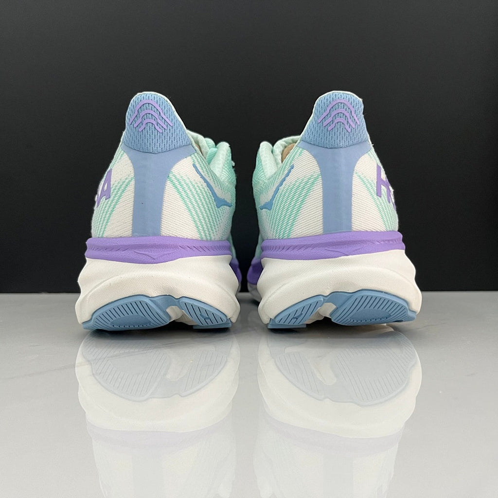 HOKA Clifton 9 Running Shoes, Mint Green and Purple