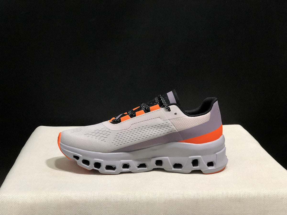 On Cloud X Sneakers in Cement Gray and Orange