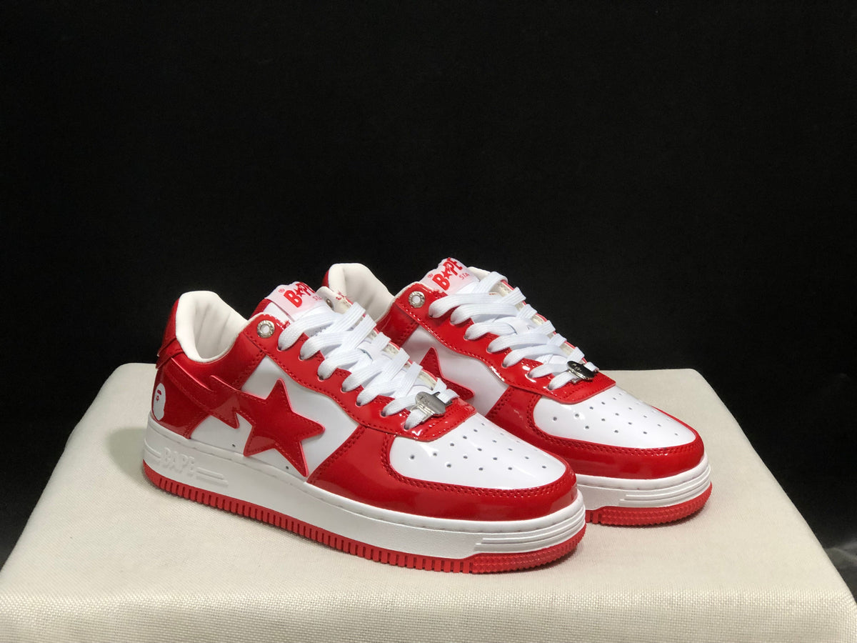 BAPE STA Low-Top Sneakers Red and White