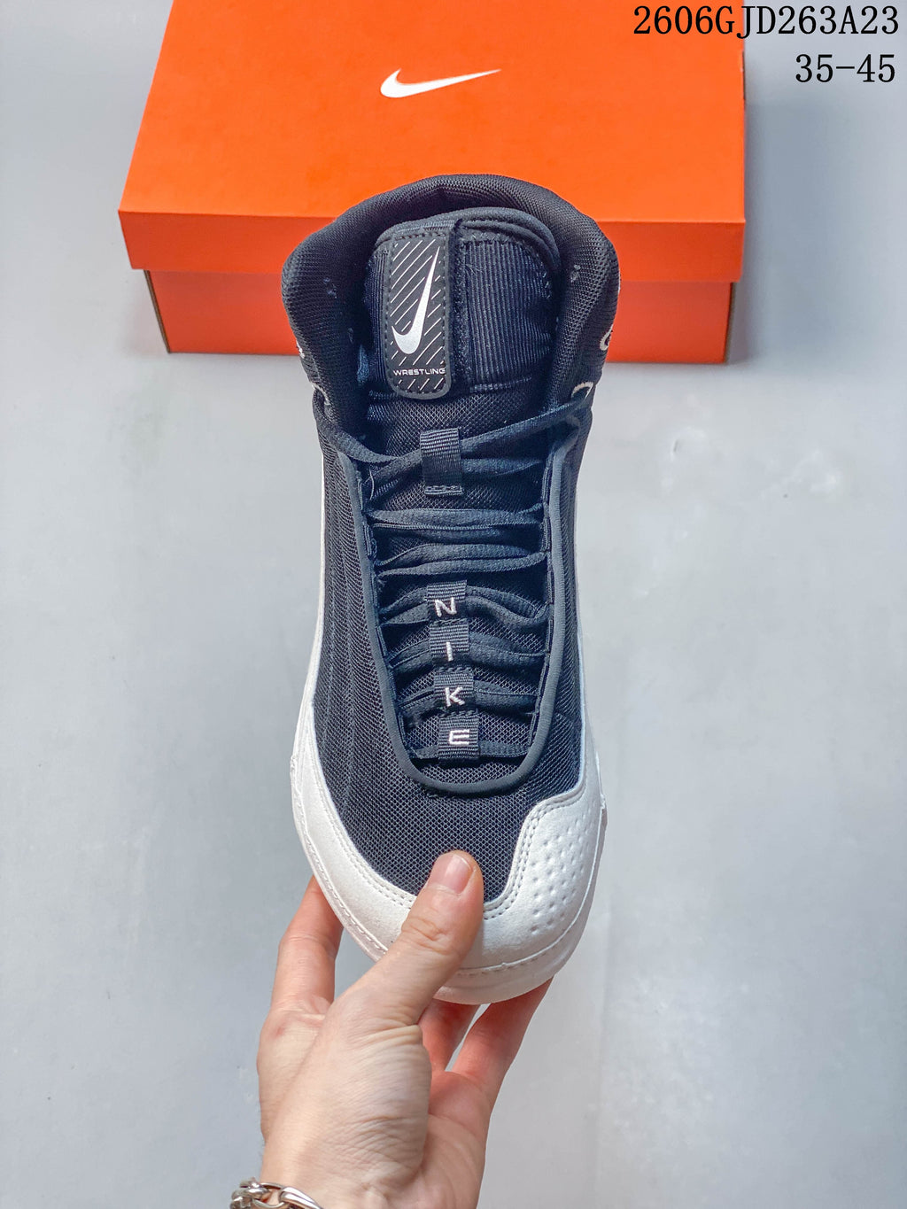 Nike Inflict 4 Wrestling Shoes in Navy and White
