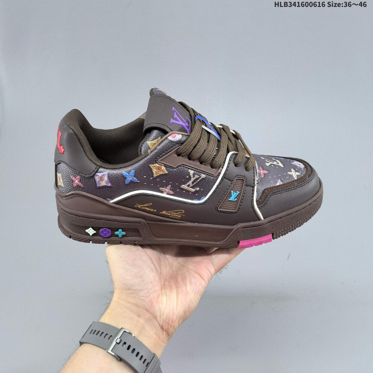 Louis Vuitton Trainer Sneakers in Brown Monogram Print