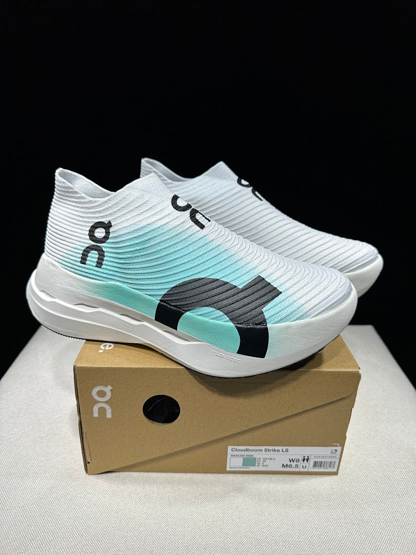 On Cloudboom Strike LS Running Shoes White Light Green
