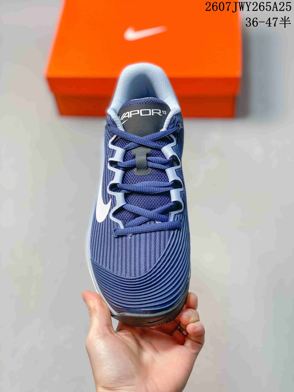 Nike Vapor 12 Low-Top Tennis Shoes Navy White 2607JWY265A25