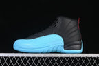 Jordan Air Jordan 12 Retro Black and Gamma Blue High-Top Sneakers