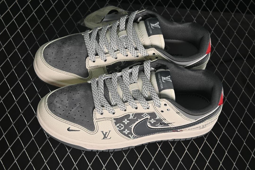 Nike SB Dunk Low Grey Monogram Print Sneakers