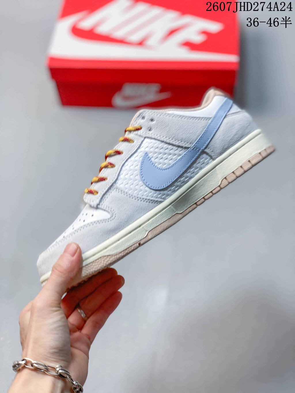 Nike SB Dunk Low Pro Sneakers White and Light Blue