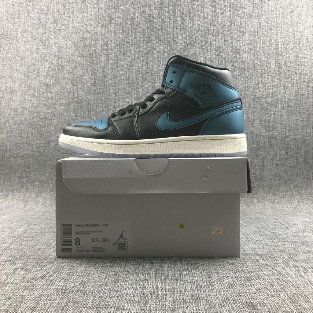 Air Jordan 1 Mid BQ6472-009 Black and Turquoise Sneakers