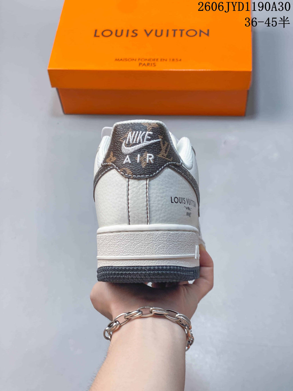 Nike Air Force 1 Low Custom Sneakers in Cream and Gray