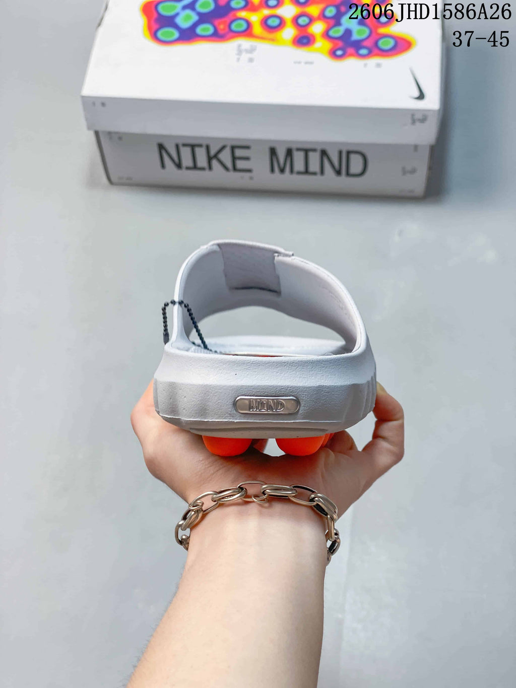 Nike Mind 001 Slide Sandals in White and Orange