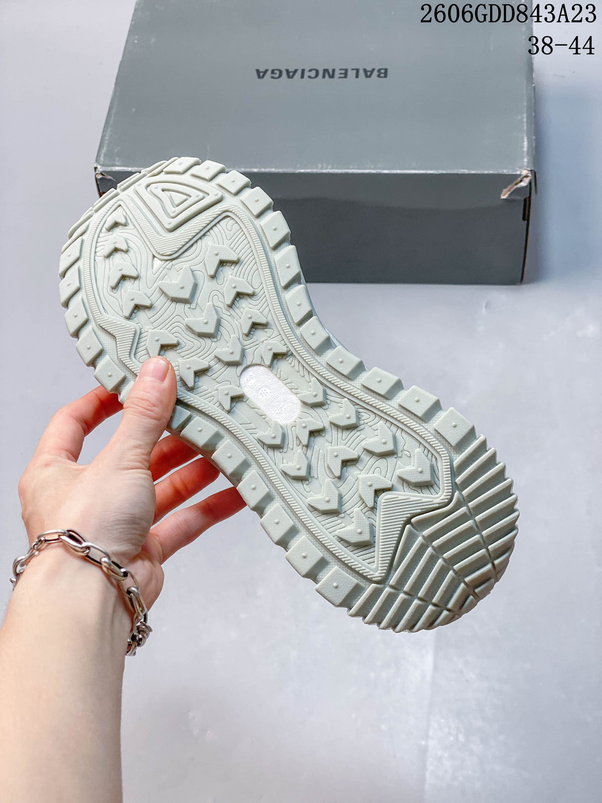 Balenciaga 3XL-Style White and Sage Chunky Sneakers