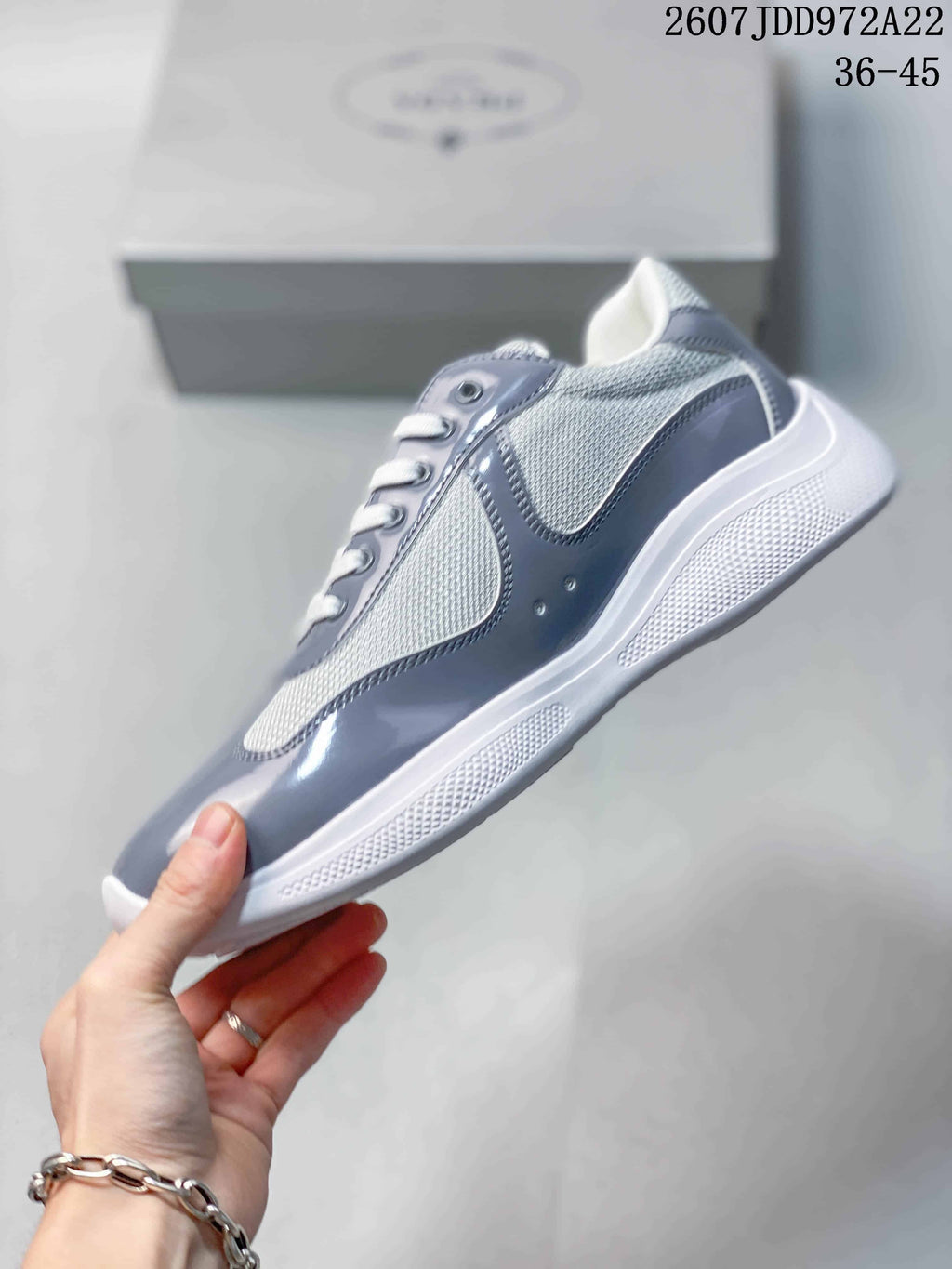 Prada America's Cup Gray Low-Top Lace-Up Sneakers