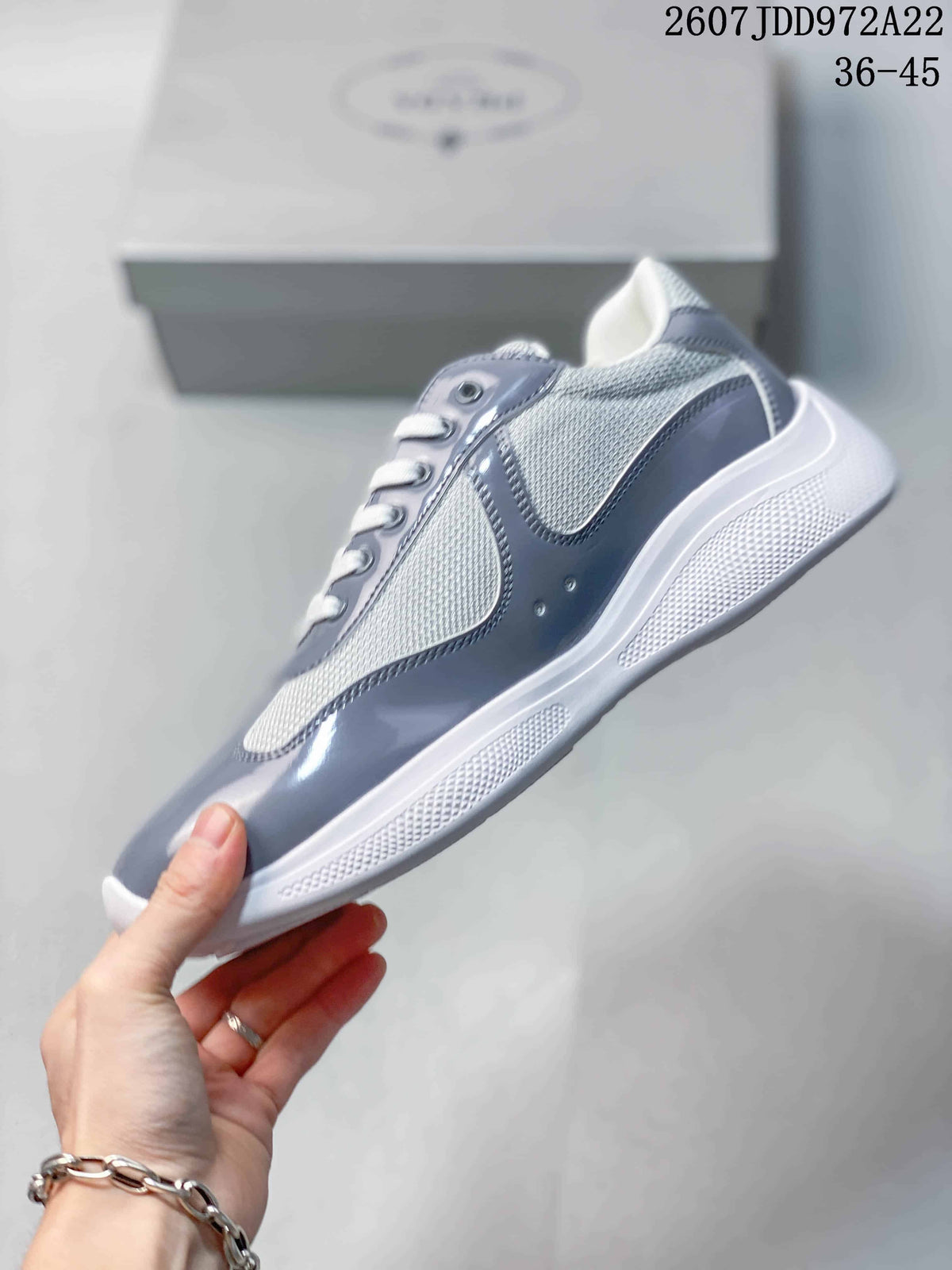 Prada America's Cup Gray Low-Top Lace-Up Sneakers