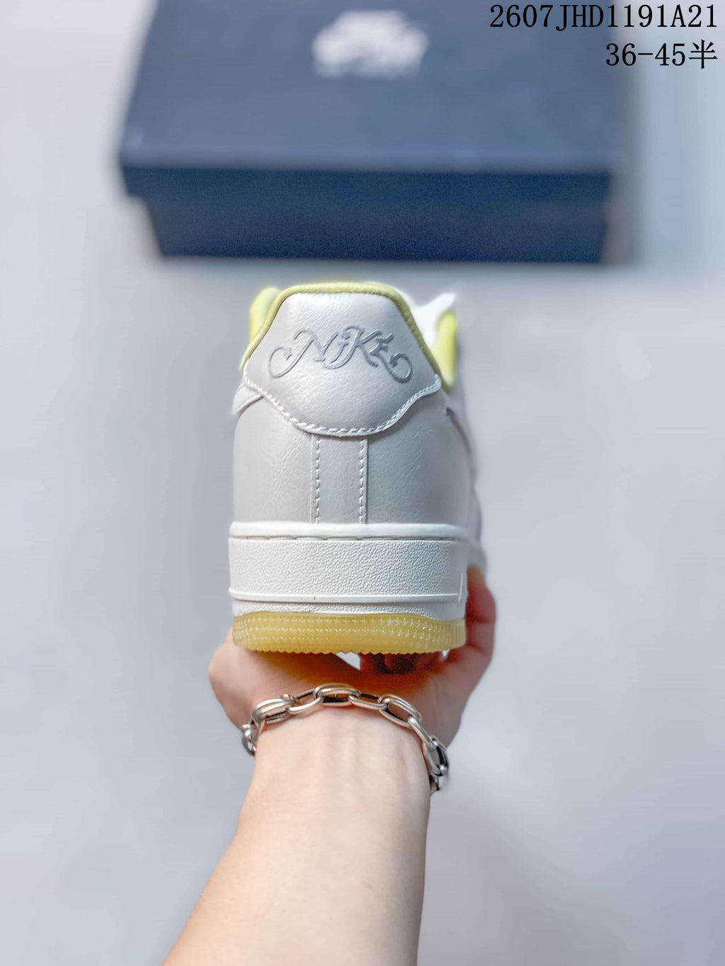 Nike Air Force 1 Egg or Duck Sneakers White Silver Yellow