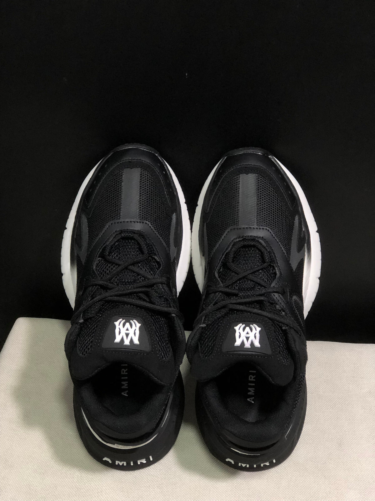 AMIRI MA Runner Leather Sneakers Black and White