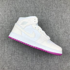 Jordan 1 Mid Grey White Fuchsia High-Top Sneakers