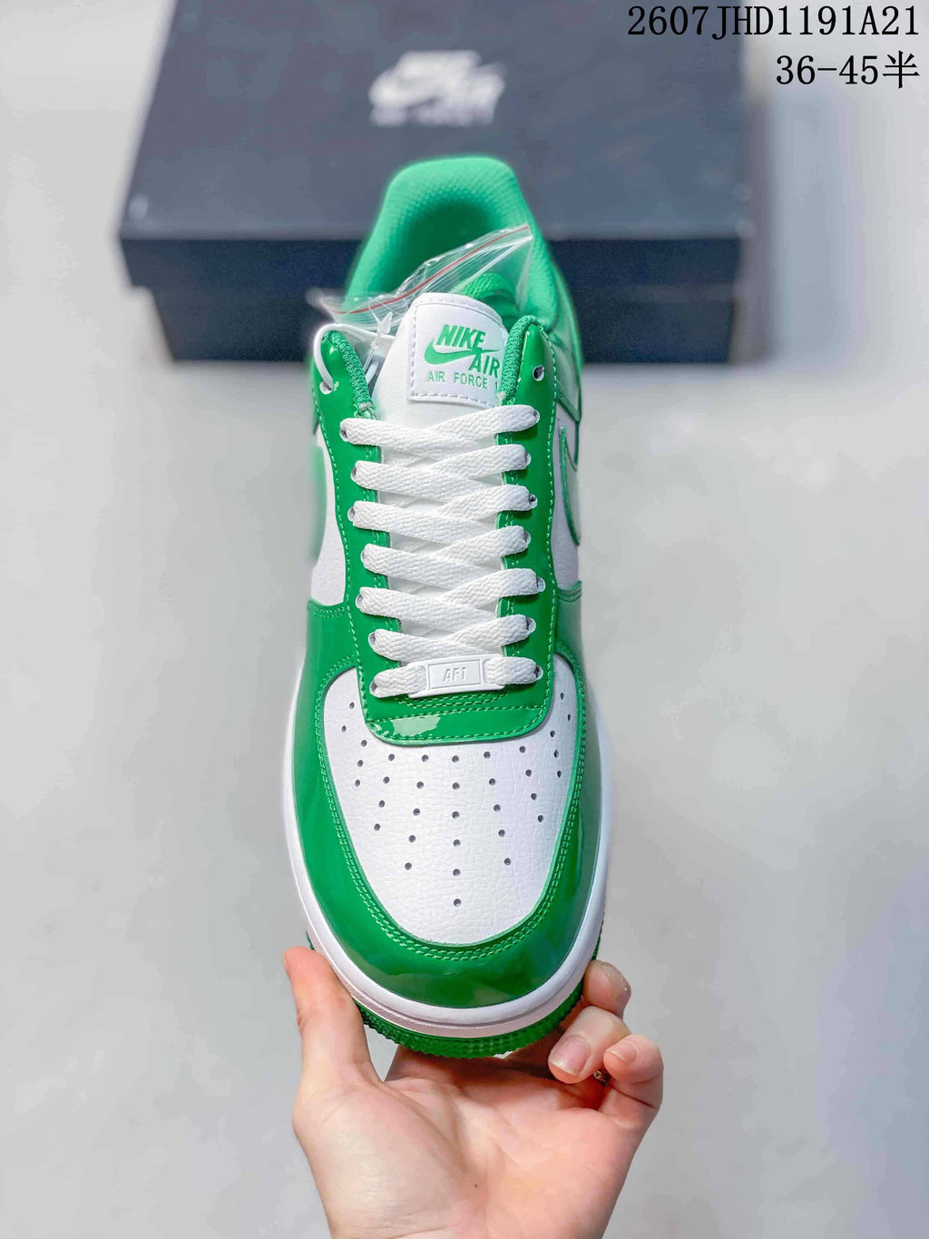 Nike Air Force 1 Green and White Sneakers