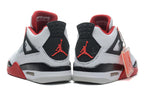 Air Jordan 4 Retro White and Red High-Top Sneakers