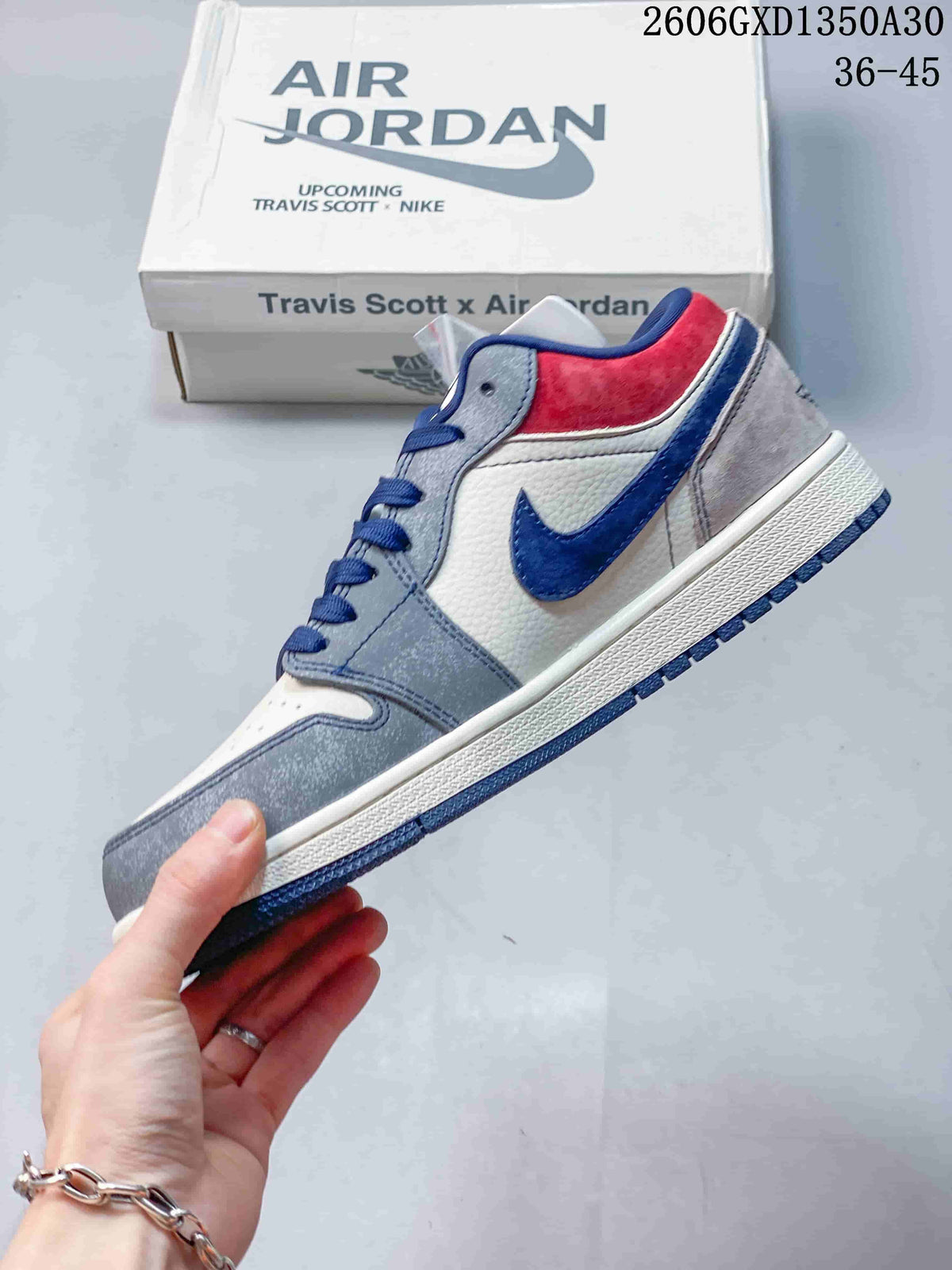 Air Jordan 1 Low Grey Red Blue Sneakers 2606GXD1350A30