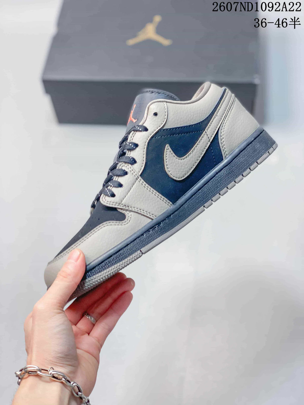 Jordan Air Jordan 1 Low Gray and Navy Sneakers 2607ND1092A22