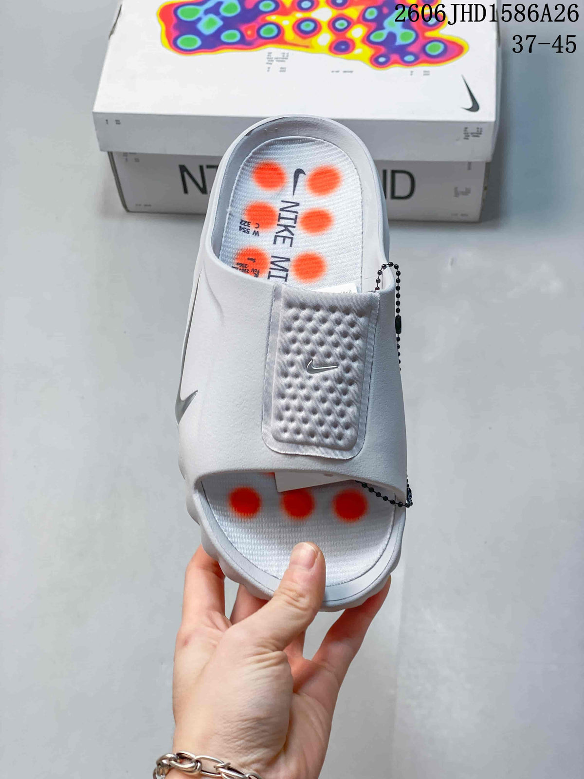 Nike Mind 001 Slide Sandals in White and Orange