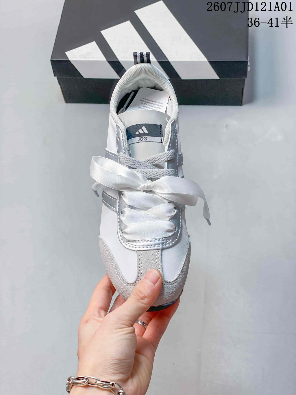 adidas JOG 2.0 Retro Low-Profile Sneakers, White and Gray