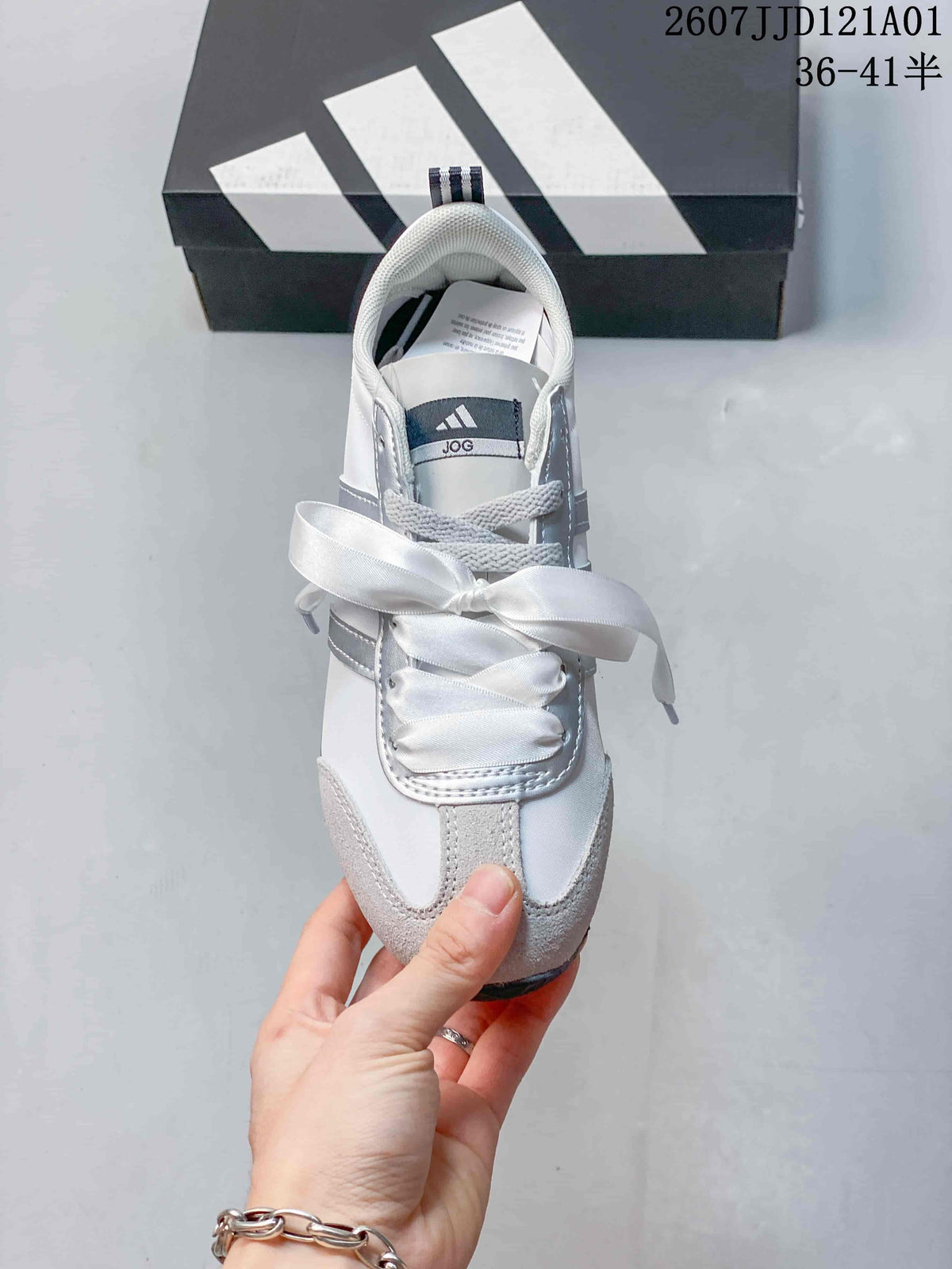 adidas JOG 2.0 Retro Low-Profile Sneakers, White and Gray