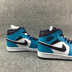 Air Jordan 1 Mid Sneakers in Blue, White and Black
